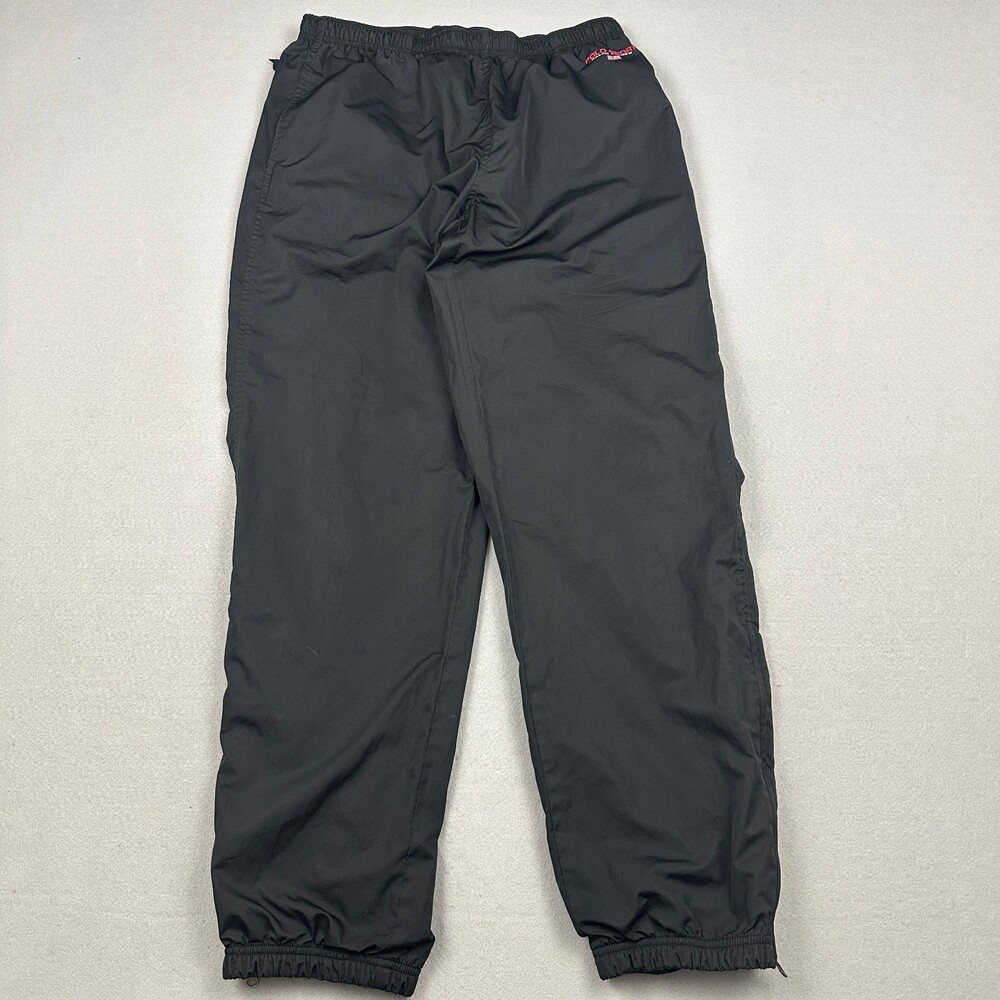 Vintage Polo Sport Track Pants Men Large Black Ralph Lauren Lined Wind Warm Up *
